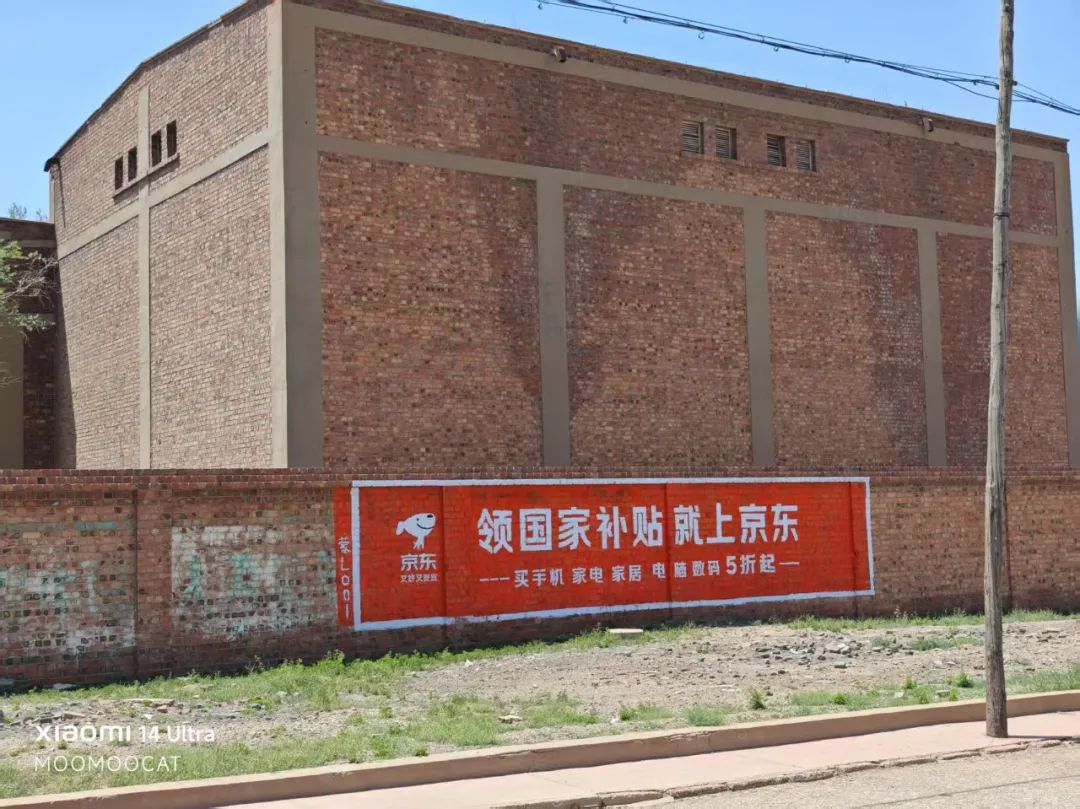 最后出村口的时候意外的发现狗东最新的国补广告，真能地推啊，这边都没人了呀